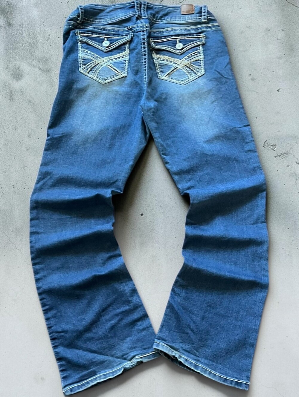 Y2K Wallflower Low Rise Flare Jeans Size 11 Bootcut Thick Stitch Grunge Denim